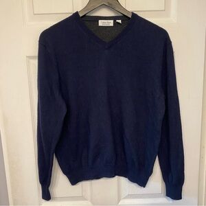 Calvin Klein Merino Wool Men's Deep Blue long sleeve V-Neck Sweater large